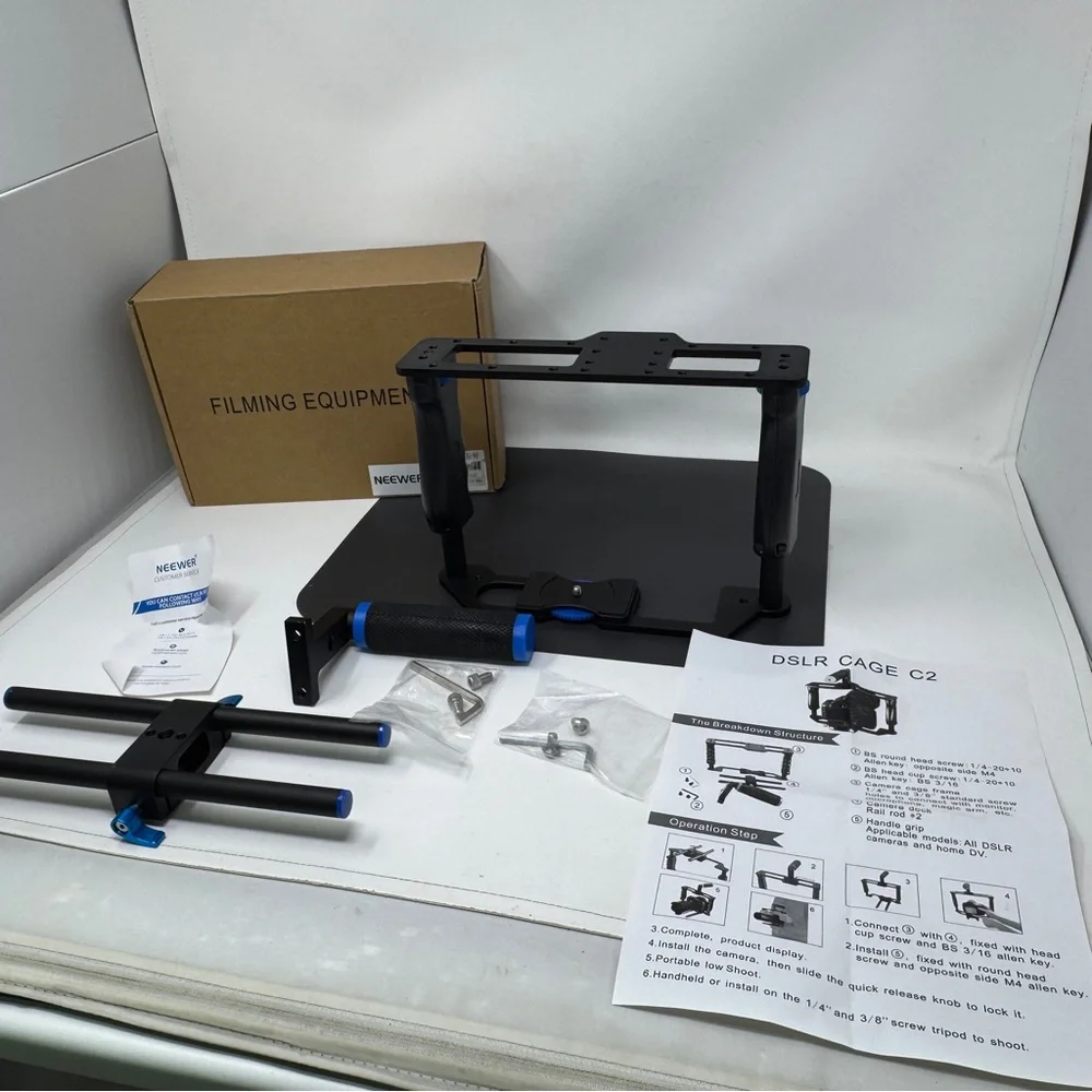 NEEWER Camera Cage Kit w/Handle & Grips Black+Blue DSLR CAGE C2 filming equipmen